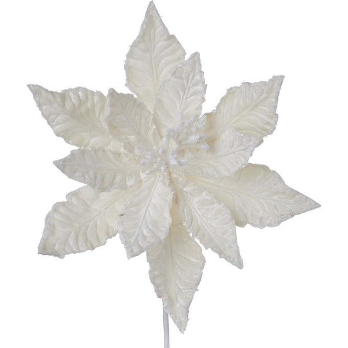 Пуансеттия HOUSE OF SEASONS, на клипсе, 36*28*11 см, белая 83575